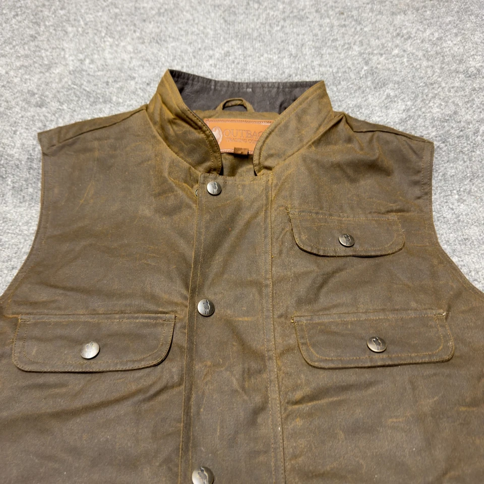 Vintage Outback Genuine Australian Oilskin Vest Canvas Overlander Wax Men Large - Image 2 of 4