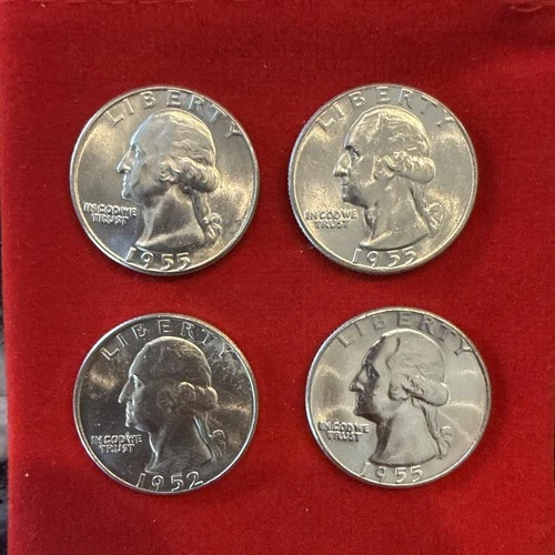 90% SILVER Washington 25 Cent $1 Face Value Mixed Dates AU/BU Raw 4 Quarters