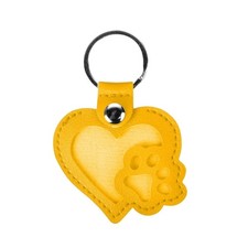 Heart Key Holder Pet Hair Storage Keychain Cute Memorial Paws Design PU Leather