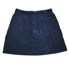 J Crew Skirt Womens Size 00 Solid Dark Blue Corduroy Mini Cotton Blend Zip Back
