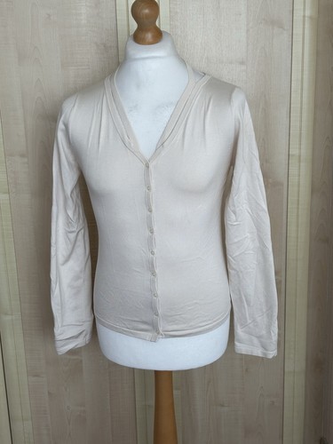 Pringle of Scotland, Pringle Of Scotland Damen Strickjacke Beige Retro 90er Vintage Seide Damen Gr. XL