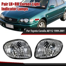 Pair Front Corner Lamp Assemblies Clear Lens For Toyota Corolla AE112 1999-2001