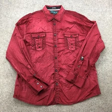 Roar Signature Shirt Mens XL Red Long Sleeve Western Embroidered Button Front