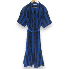 21AW STELLA McCARTNEY Check Pattern Shirt Dress Size 36 Blue Black Women USED