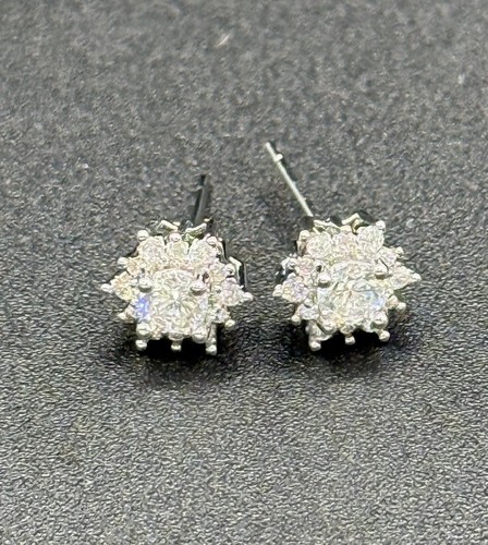 New Condition Sterling Silver Moissanite Starburst Stud Earrings 925 - Picture 3 of 7