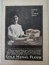 1910 Washburn Crosby Co Gold Medal Flour homemade bread loaves Vintage ad
