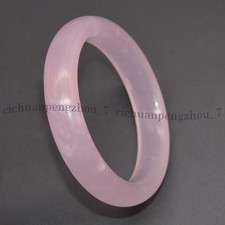 Women Jewelry Natural Pink Rose Quartz Crystal Gemstone Bangle Bracelet 56-62mm