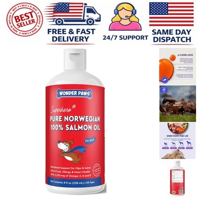 Norwegian Salmon Oil for Dogs   Omega-3 Fish Oil for Skin & Joints - 8oz