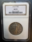 1942 Silver Walking Liberty Half Dollar NGC AU53