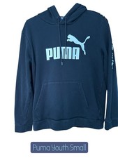 Puma Hooded Sweatshirt Youth Size S Black Long Sleeve Puma Logo on Sleeves