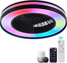Smart Low Profle Ceiling Fans with RGB Lights 20, Black RGBCW 