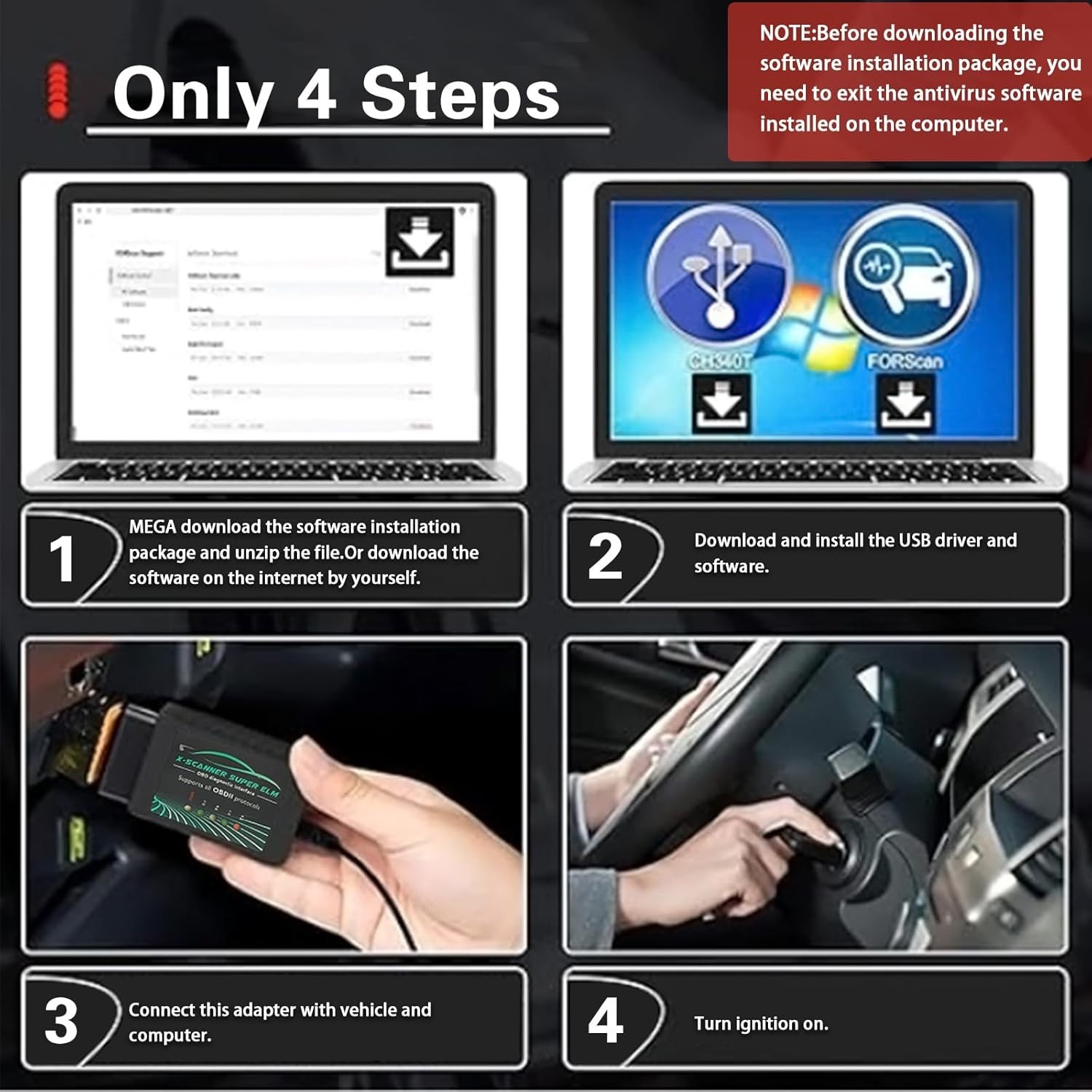 \OBD2 Adapter USB ELM327 Scanner w/FT232RL 18F25K80 V1.4 for Ducati,Ford ,Mazda