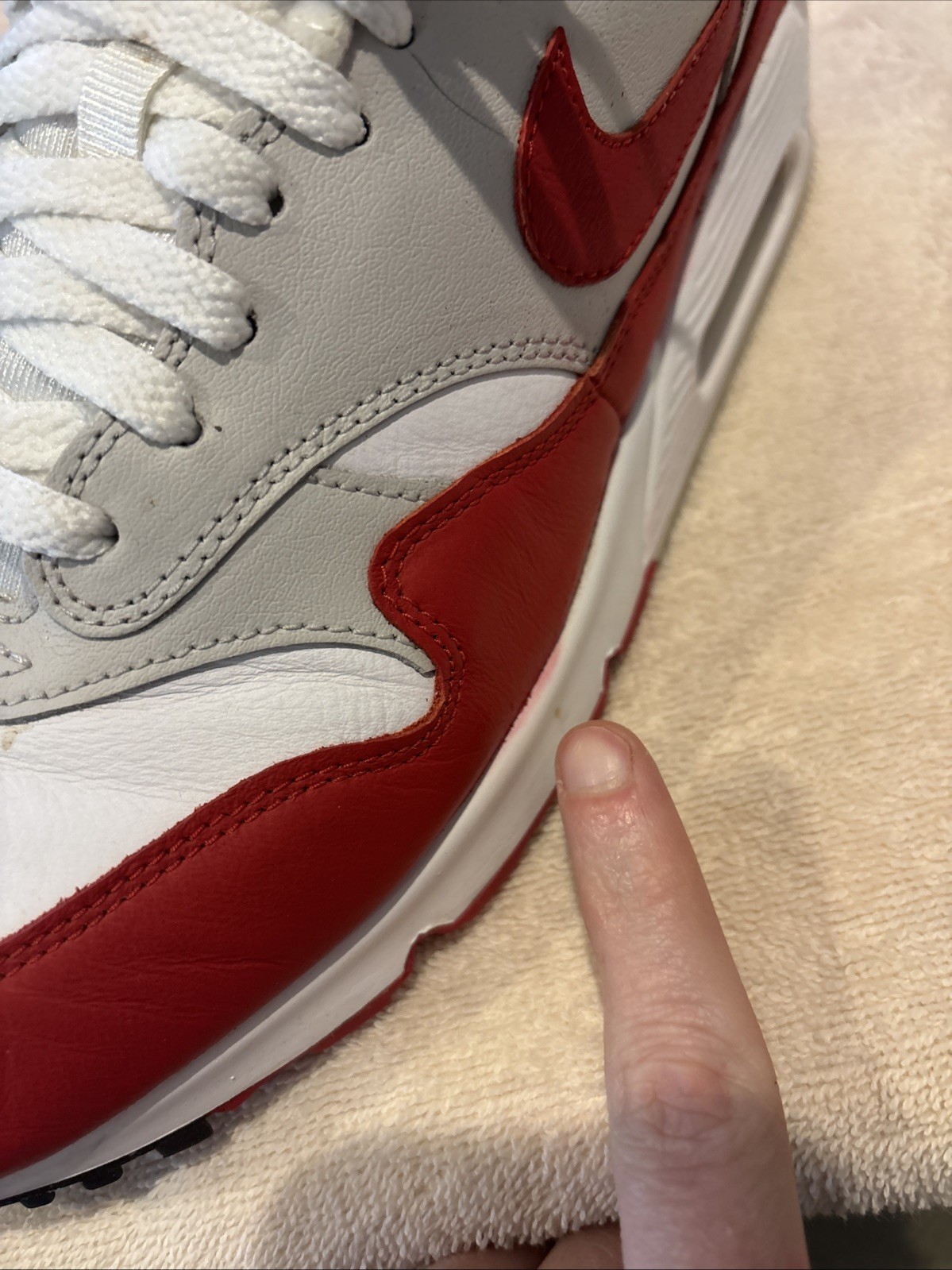 Nike Air Max 90/1 OG University Red White Grey Men’s Size 8.5 AJ7695-100 No Box thumbnail 13