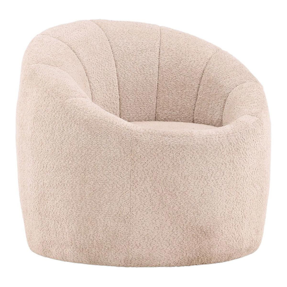 Pouf rond beige 80cm Warren grand repose-pieds design de salon