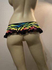 Sexy Tiger Lace Micro Mini Ruffle Skirt Lingerie Exotic Dancer Stripper Rave