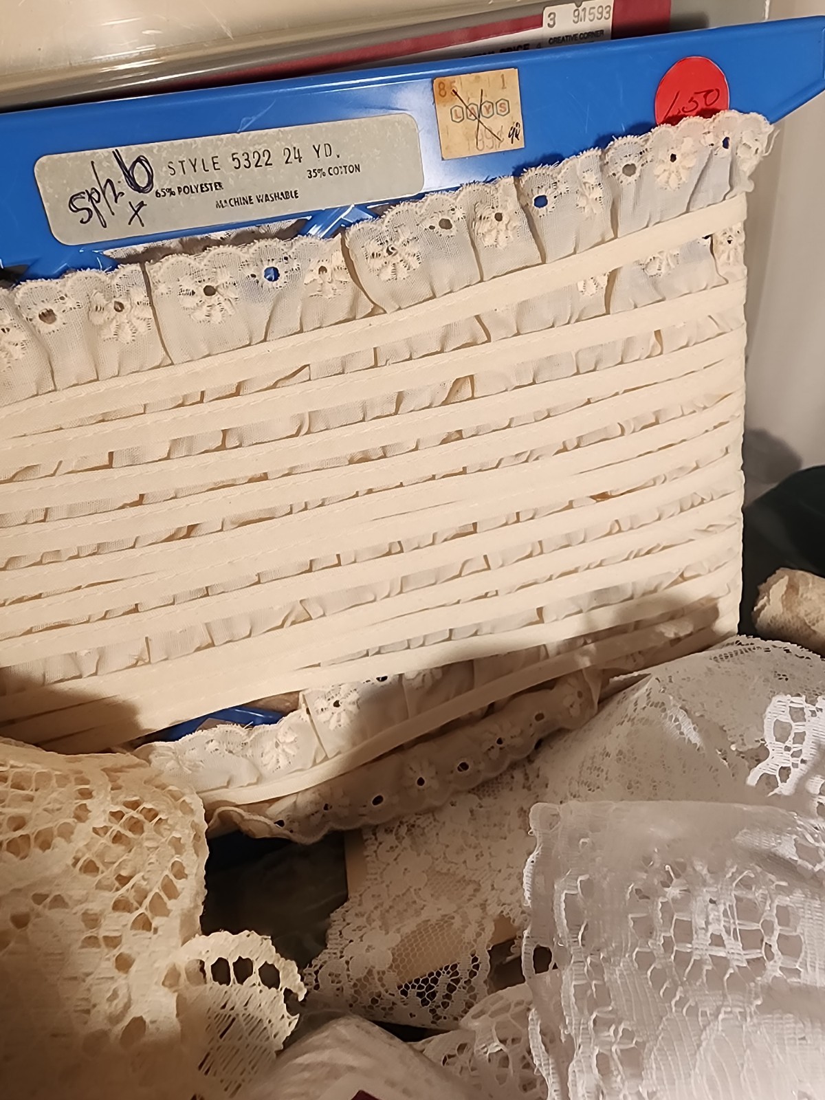 Lge Lot of Swiss Cotton Lace Crafts Sew Various Lgth /Wdt White Ivory Peach Blue