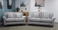 PARKER KNOLL DEVONSHIRE L2+2 SEATER SOFAS IN GINNY SILVER FABRIC. RRP £3458.