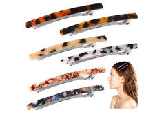 6Pcs Long French Barrettes, 4Inch Large Classic Acrylic Clips, No-Slip Grip Auto