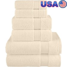 100 Turkish Cotton Towel Set 6 Piece Absorbent Plush Bath Hand Washcloths New