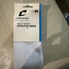 NEW Champro Multi-Sport Athletic Socks WHITE Large Baseball/Softball/Soccer
