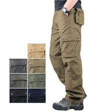 US Men Cargo Work Pants Tactical Cotton Trousers Workwear Combat Outdoor Pant