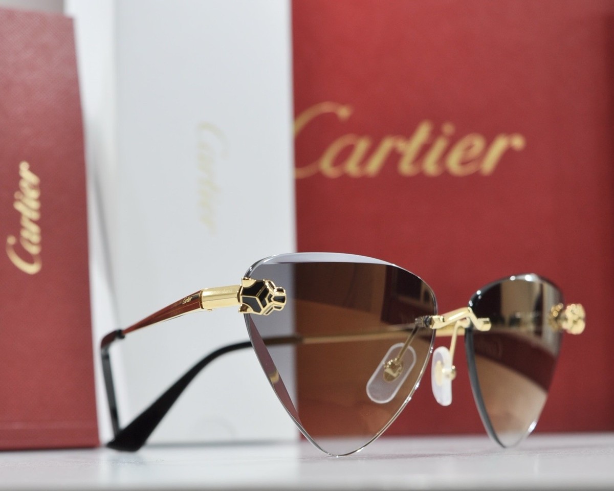 New Cartier rimless sunglasses glasses decor Panthere gold Frame