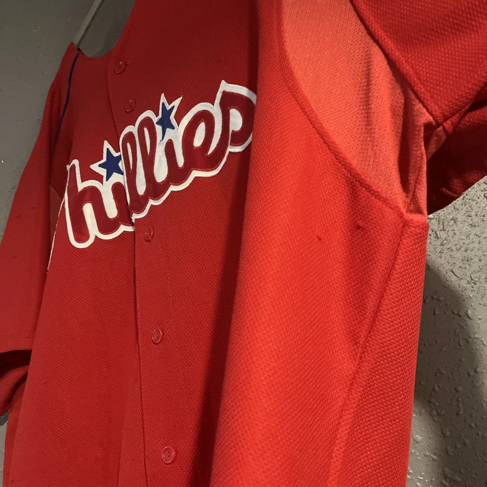 Majestic Philadelphia Phillies Jersey Men's Size 2XL Red Baseball Gear - Image 2 of 4
