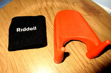 Solidna vintage Wilson Piłka nożna pomarańczowa kopanie koszulka hard kicker & Riddell opaska na rękę