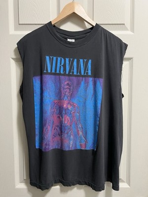 Vintage 1992 Nirvana Sliver Cutoff Tee Shirt Size XL Fade Euro Tag Single Stitch