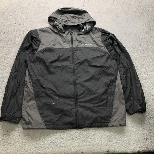 Columbia Sportswear Lined Windbreaker Nylon Jacket Hoodie Men Medium Black Gray - Picture 7 of 11