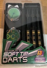 Halex Soft Tip Brass Dart Set 13g Green Metallic Flights & Carry Case - NEW