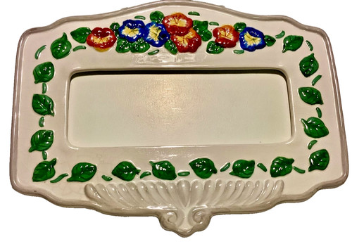 Vintage Ceramic House Address Plaque Floral Hand Painted Number Sign Wall Decor