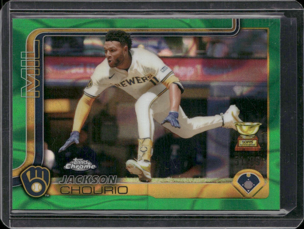 2025 Topps Chrome - Jackson Chourio #262 Green RayWave Refractor /99