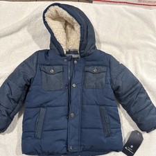 Ben Sherman Size 2T Kids Winter Faux Fur British Puffer Jacket dark blue