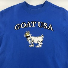 GOAT USA Sweatshirt Mens Small Blue Crewneck Pullover Fleece Casual Streetwear