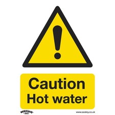 Image of Sealey Warning Safety Sign - Caution Hot Water - Self-Adhesive Vinyl - SS38V1