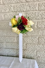 Variety Roses Cemetery Cross, Memorial Flowers- 18 inch