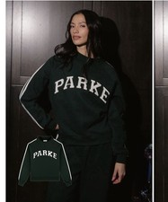 green PARKE Sport Stripe Varsity Mockneck sweatshirt L/XL