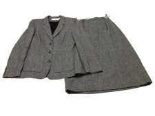 Pendleton Virgin Wool Skirt Blazer Suit Set Size 12 Gray Check Vintage 70s Lined