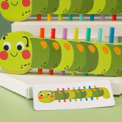 Wooden Caterpillar Color Matching Toy Matching Game for 3+Years Preschool
