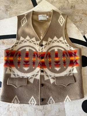 VTG USA Made Pendleton Indian Print Wear Wool Waistcoat Vest Mens Slim  42