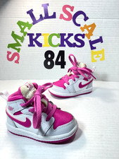 Nike Air Jordan Retro 1 Mid - Iris Whisper/Fire Pink-White Toddler Size 4c