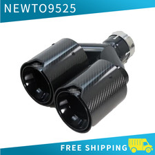 Carbon Fiber For BMW Dual Exhaust Twin End Tips Tail Pipe101MM Out 63MM In US