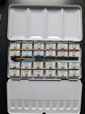  Schminke Horadam Aquarellfarben Metallkasten 24 Näpfe Verwaschpinsel