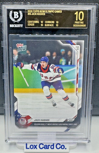 2026 Topps Now Olympic Games - Golden Goal Jack Hughes #18 BGS 10 Black Label