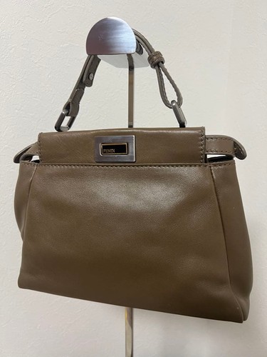 Fendi Mini Peekaboo Shoulder Bag Black Leather Used From Japan