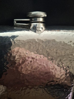 Hammered sterling Silver  Flask Collectible Bottle 7/8 Pt Marked  Unique Design
