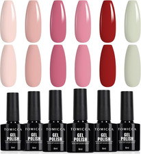 Smalto Semipermanente Set,6 Colori Nude Red Series, 8ML Gel Unghie UV/LED Kit,Pe