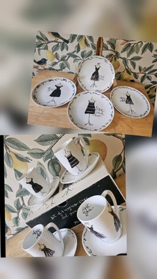 Rosanna Inc Vintage Retro rund Inc 'La Petite schwarz Kleiderteller und Tasse Set 