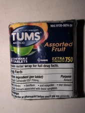 TUMS Tablets 8 Count (pack of 3) Assorted fruit Extra Strength 750